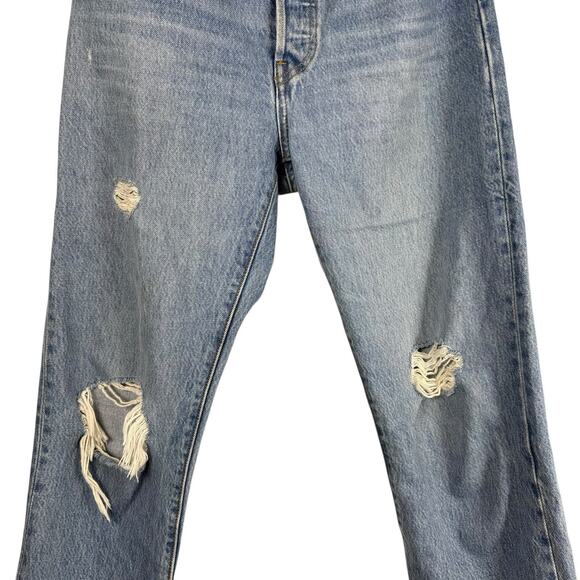 Levi's Jeans Womens 28 Premium 501 Original Fit Distressed Button Fly - Picture 4 of 12